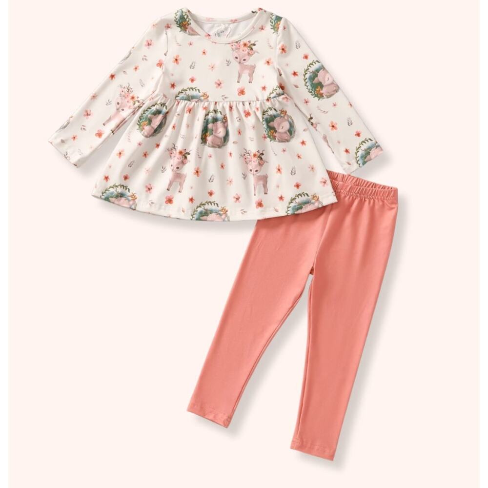 Pete + Lucy Girl's Fall Winter "Whitetail Wonder" Tunic & Legging Set - Size 3T